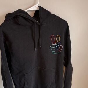 Adidas Black Hoodie with Peace Logo